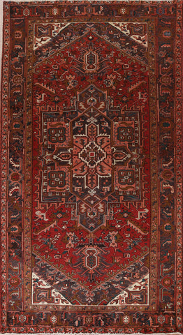 Geometric Red Heriz Persian Area Rug 6x11