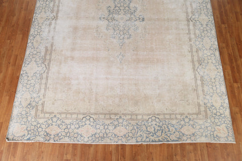 Muted Distressed Kerman Persian Area Rug 9x13