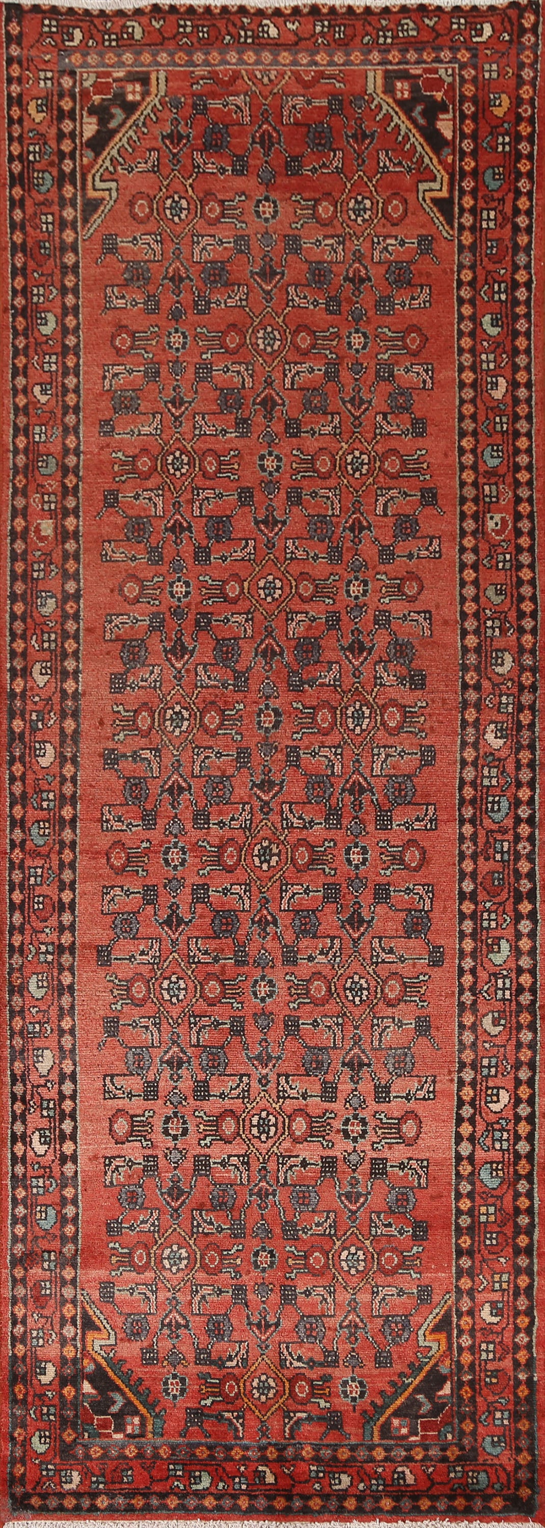 Wool Hamedan Persian Runner Rug 3x10