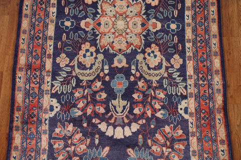 Navy Blue Sarouk Persian Runner Rug 4x10