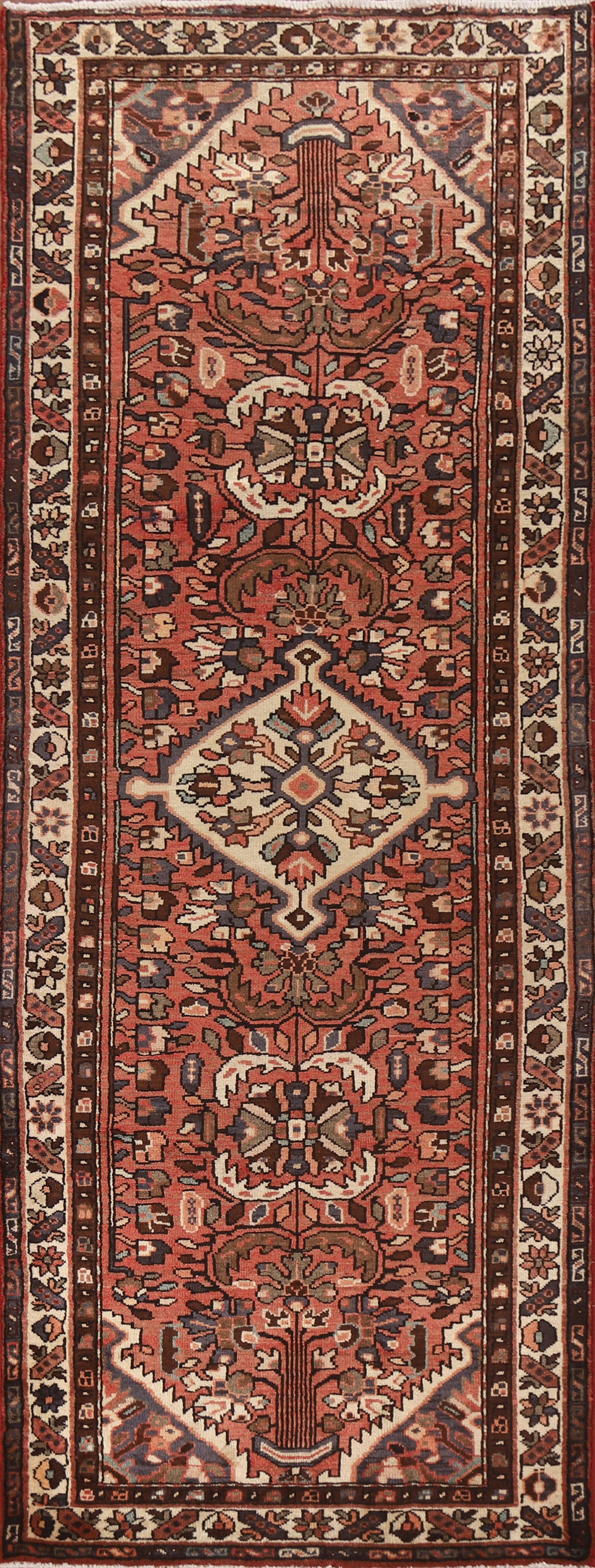 Vintage Hamedan Persian Runner Rug 4x11