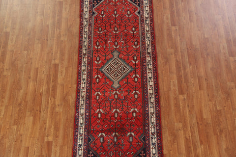 Red Wool Zanjan Persian Runner Rug 3x9