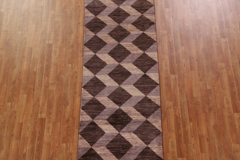 Geometric Gabbeh Kashkoli Runner Rug 3x10