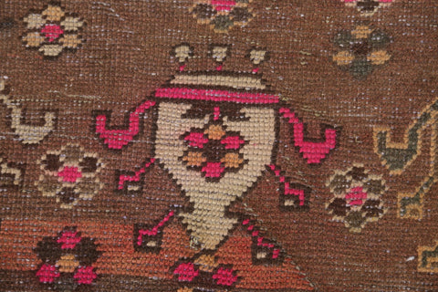 Brown Bakhtiari Persian Runner Rug 4x9