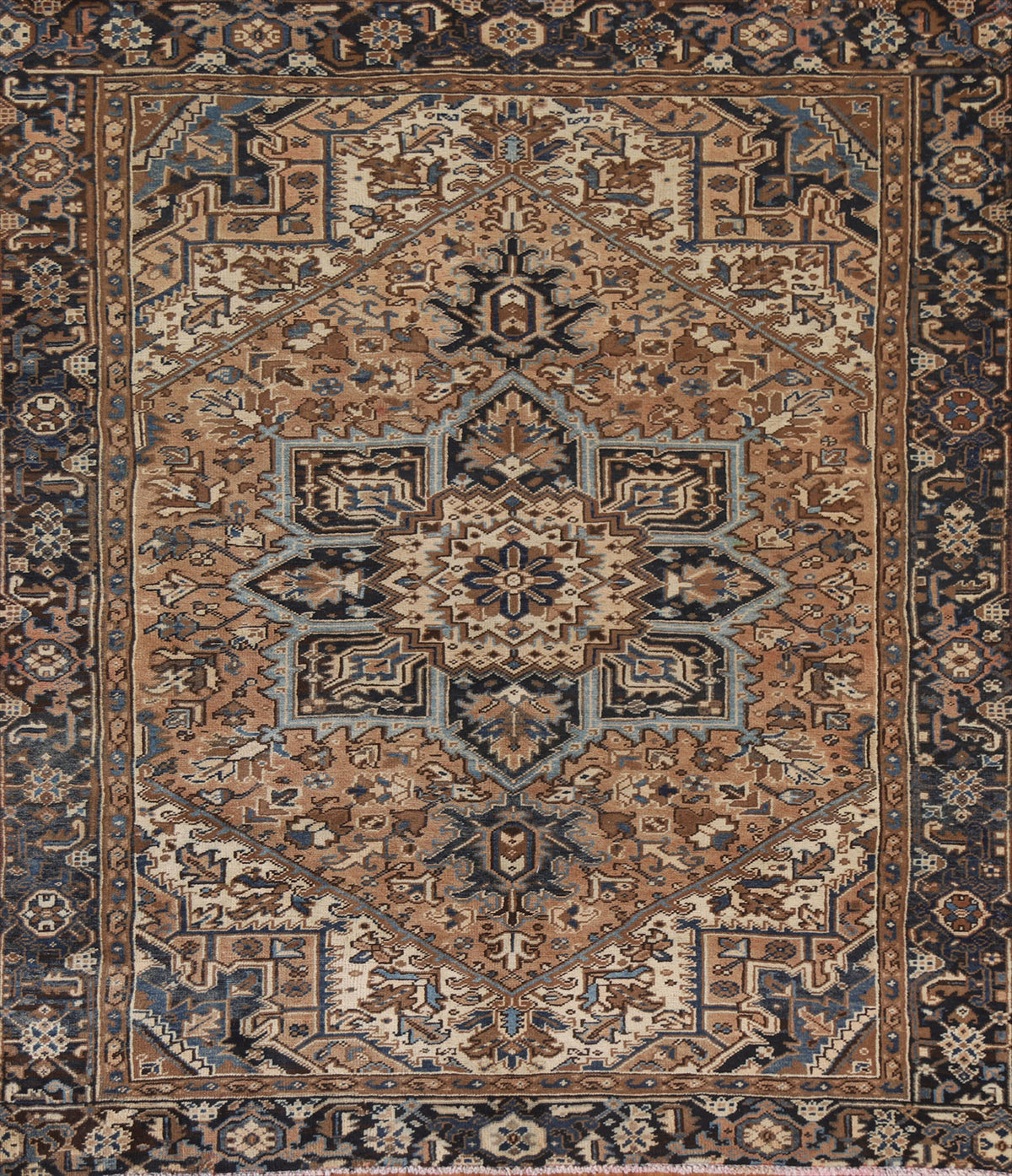 Handmade Wool Heriz Persian Area Rug 7x8