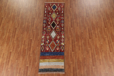 Geometric Moroccan Wool Runner Rug 3x10