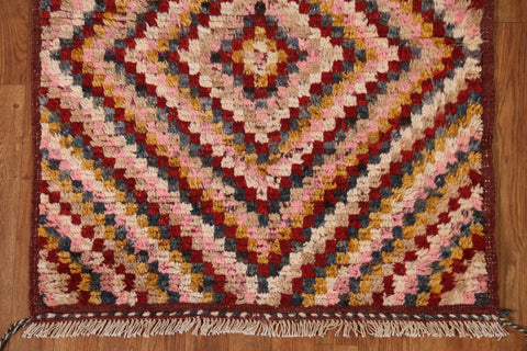 Geometric Moroccan Wool Runner Rug 3x10