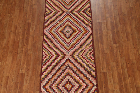 Geometric Moroccan Wool Runner Rug 3x10