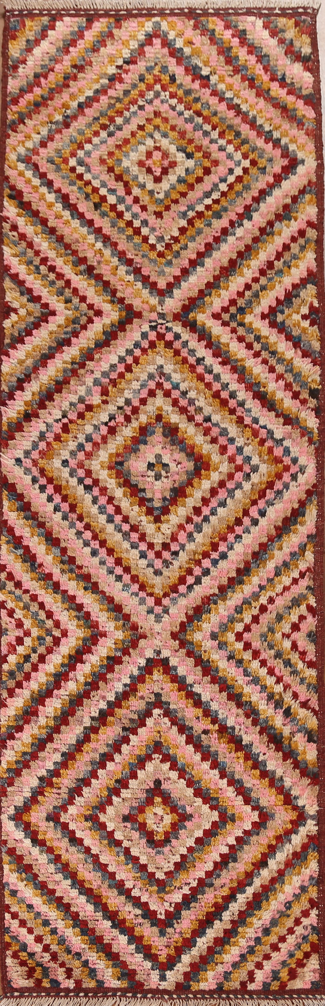 Geometric Moroccan Wool Runner Rug 3x10