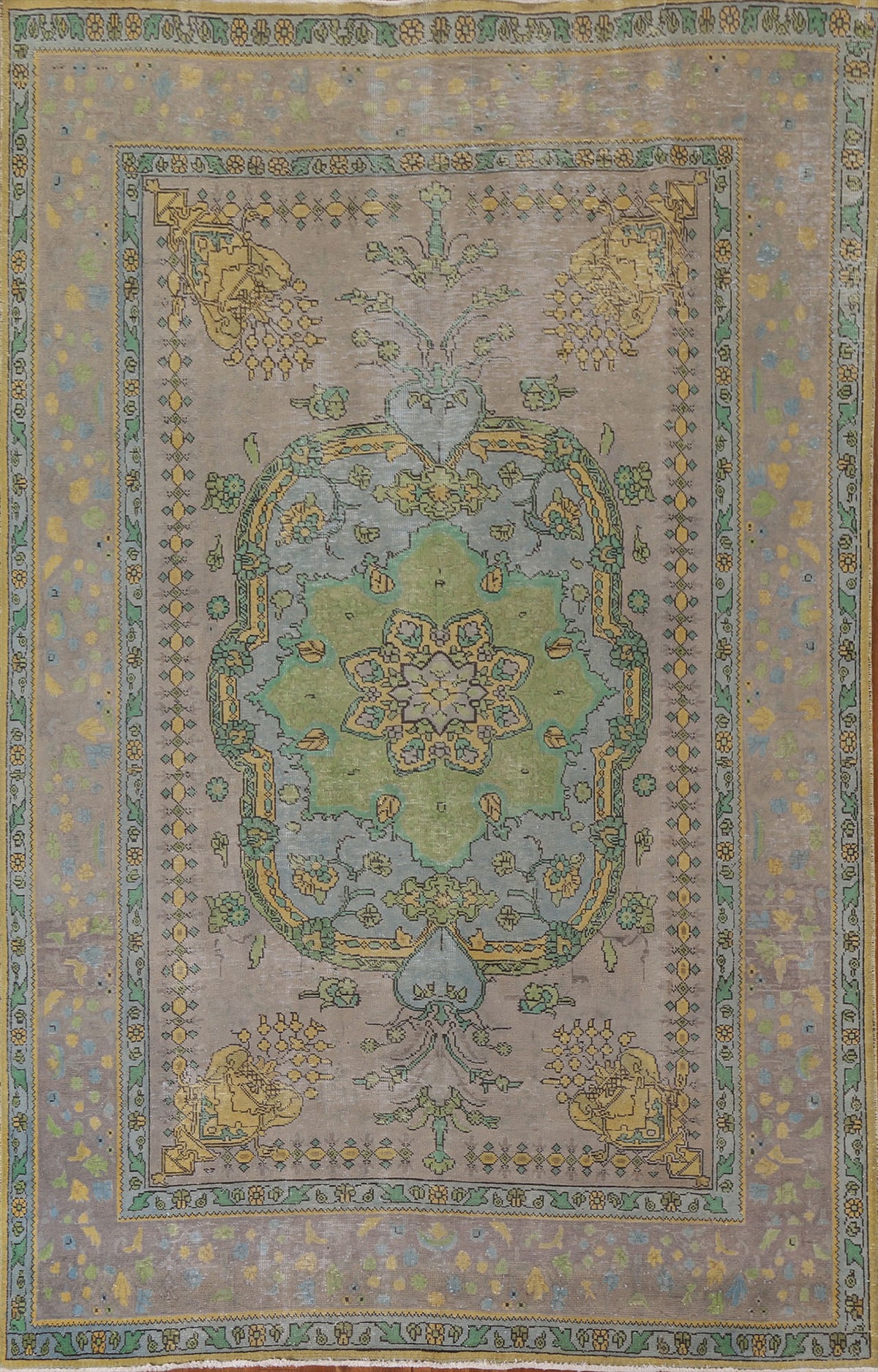 Distressed Over-Dyed Tabriz Persian Area Rug 6x9