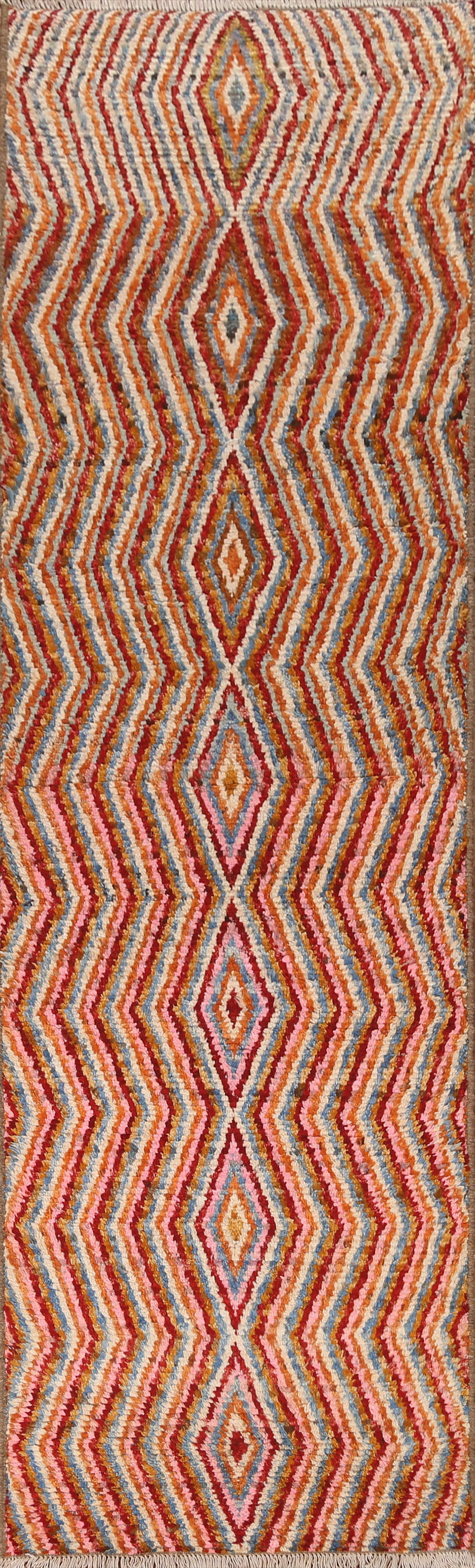 Multi-Colored Handmade Moroccan Runner Rug 4x10