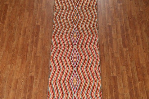 Multi-Colored Handmade Moroccan Runner Rug 4x10