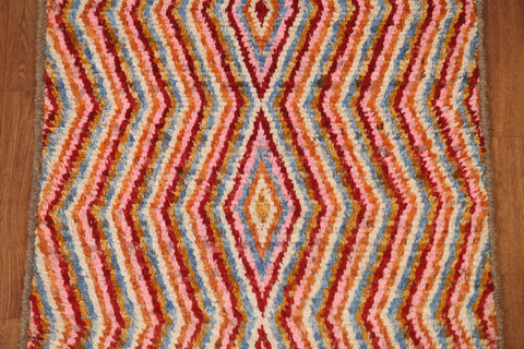 Multi-Colored Handmade Moroccan Runner Rug 4x10