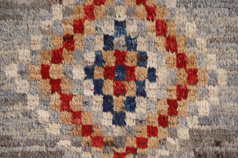 Checkered Moroccan Wool Runner Rug 3x10