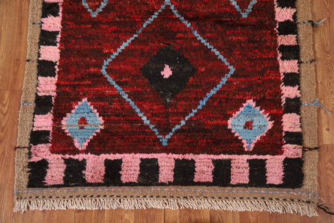 Geometric Moroccan Wool Runner Rug 3x10