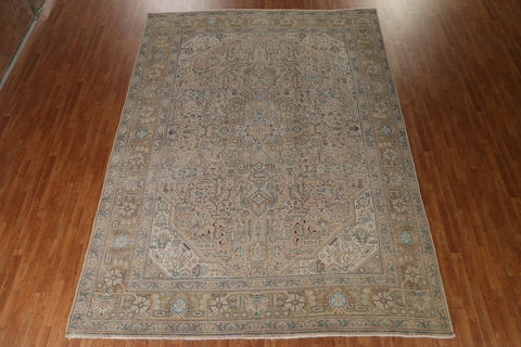 Distressed Geometric Tabriz Persian Area Rug 9x13