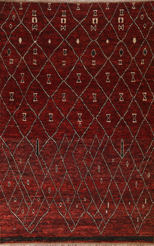 Red Burgundy Moroccan Area Rug 7x9
