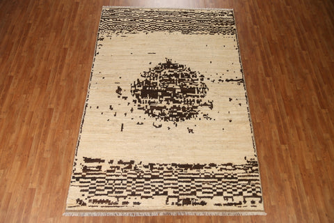 Ivory Wool Moroccan Area Rug 7x10