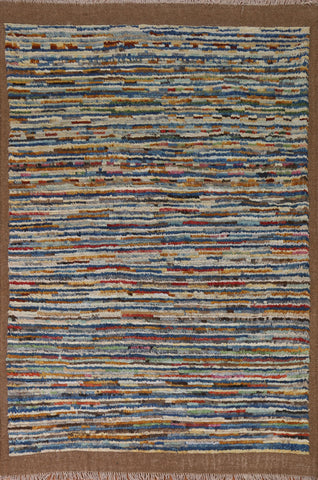 Striped Moroccan Wool Area Rug 5x8
