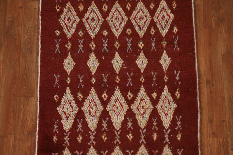 Red Geometric Moroccan Runner Rug 3x9