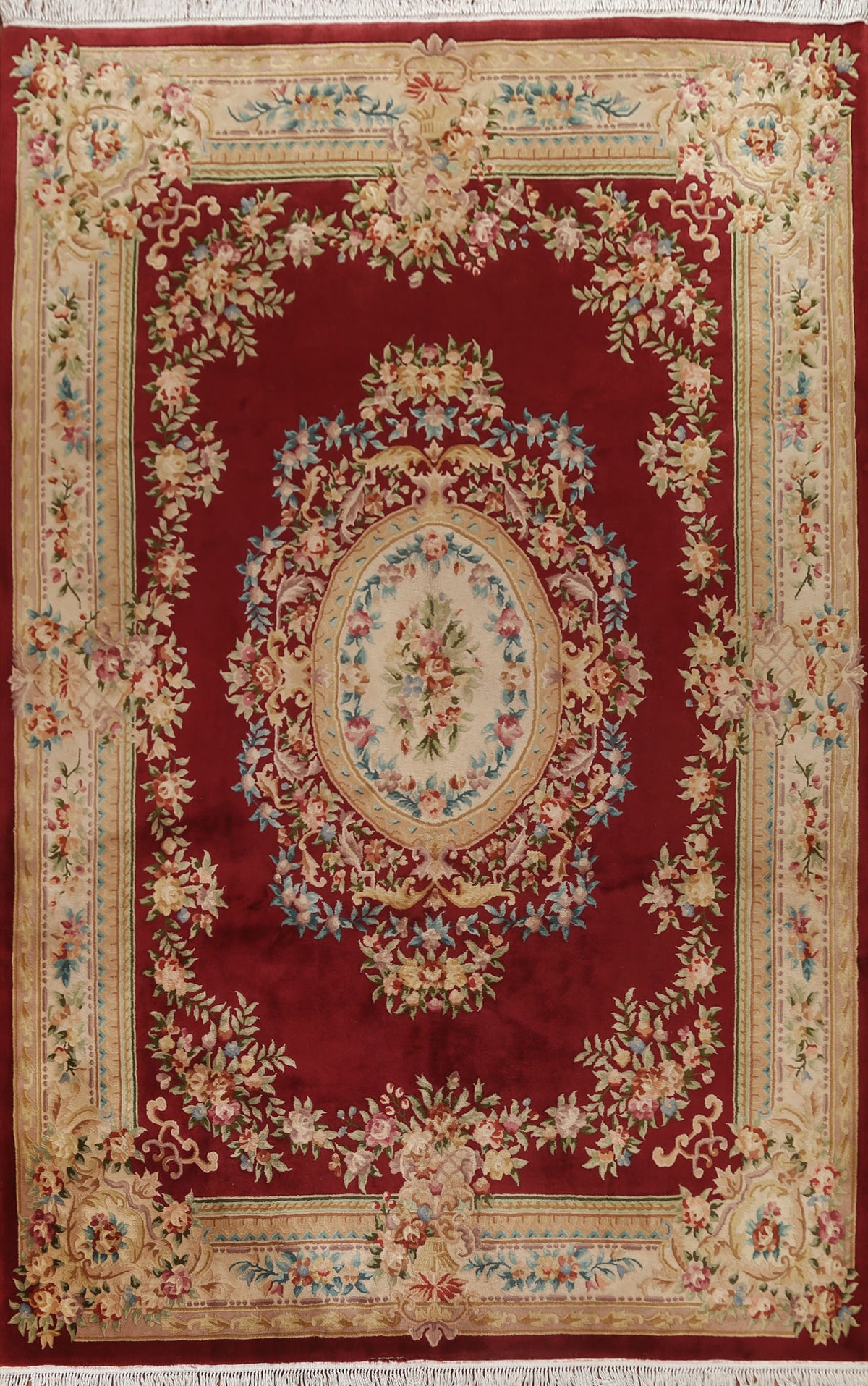 Floral Red Aubusson Oriental Area Rug 9x12