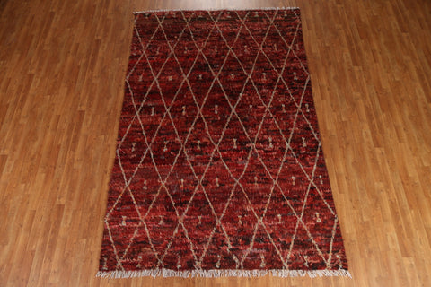 Burgundy Moroccan Berber Area Rug 6x10