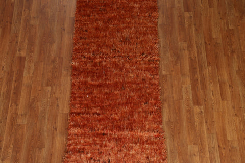 Orange Moroccan Berber Wool Runner Rug 3x7