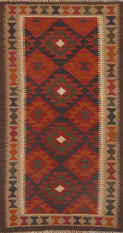 Reversible Wool Kilim Oriental Runner Rug 3x7