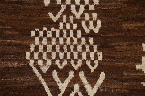 Dark Brown Moroccan Wool Area Rug 6x8