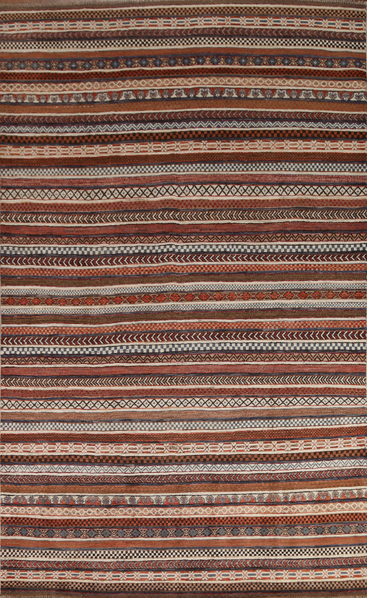 Striped Wool Gabbeh Oriental Area Rug 7x10