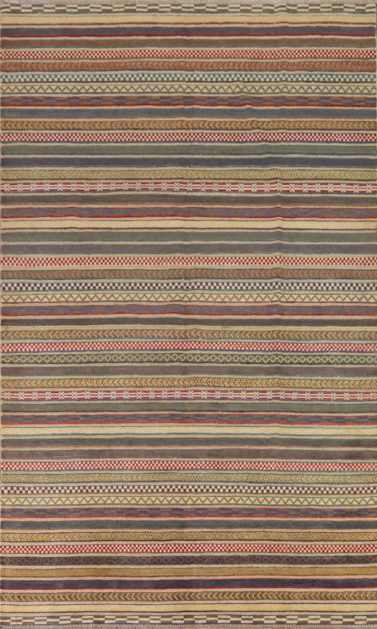 Striped Gabbeh Kashkoli Wool Area Rug 7x10