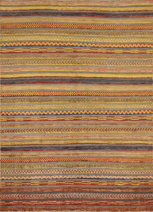 Striped Gabbeh Kashkoli Wool Area Rug 5x6