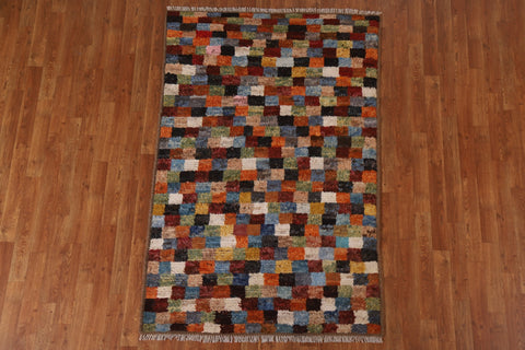 Checkered Moroccan Wool Area Rug 4x6