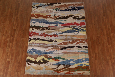 Nature Print Gabbeh Kashkoli Wool Area Rug 6x8