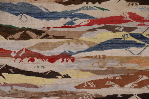 Nature Print Gabbeh Kashkoli Wool Area Rug 6x8