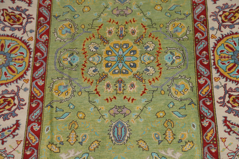 Green Wool Kazak Handmade Area Rug 7x10