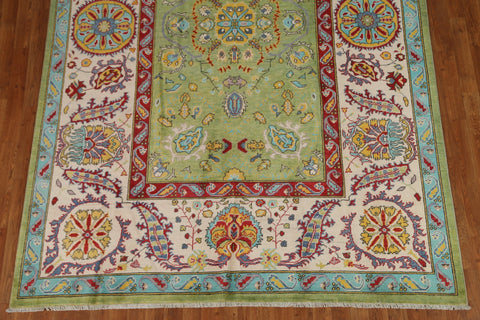 Green Wool Kazak Handmade Area Rug 7x10
