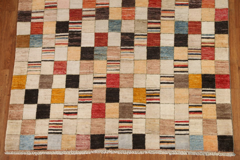 Checkered Gabbeh Kashkoli Oriental Area Rug 5x6