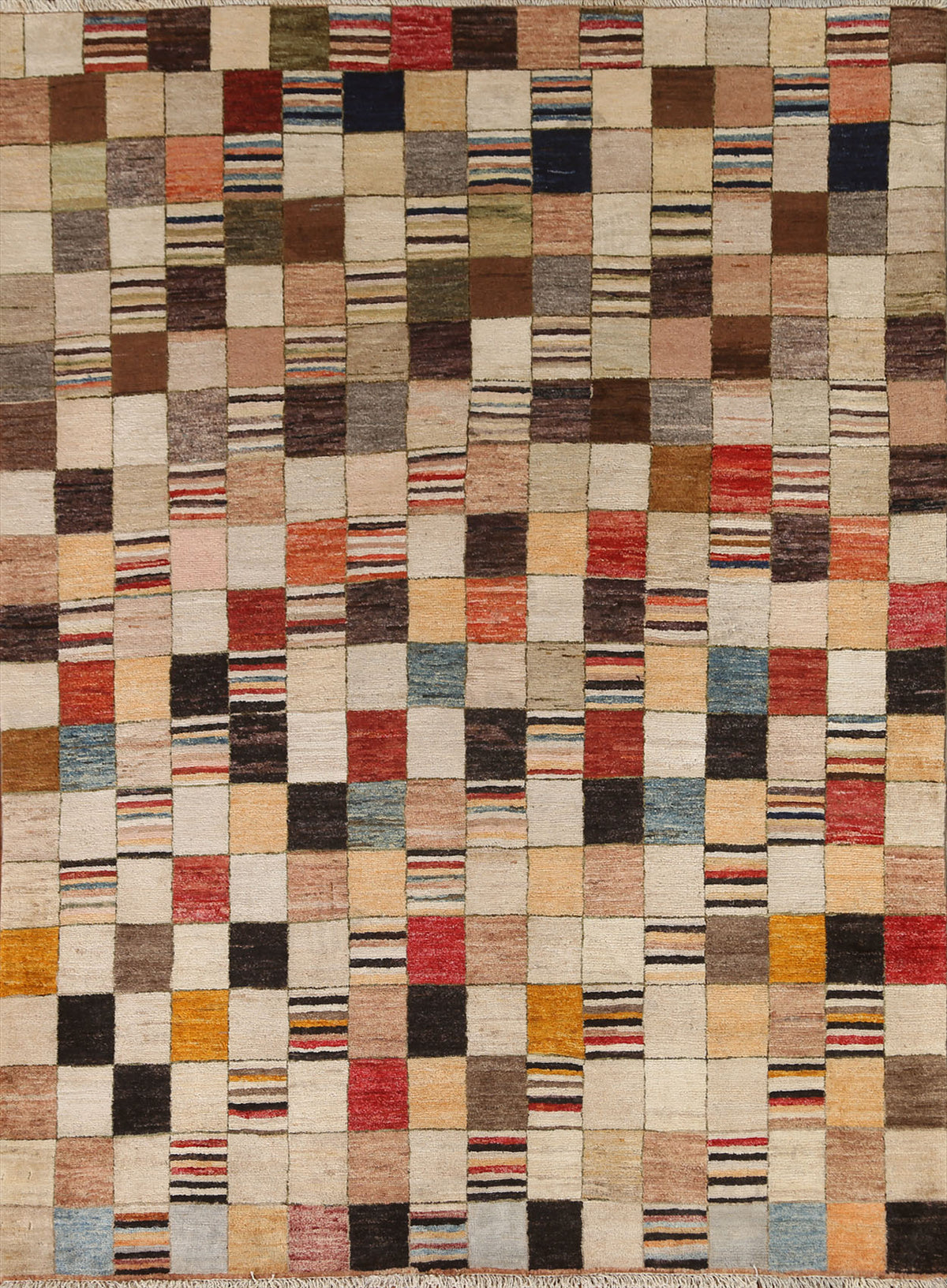 Checkered Gabbeh Kashkoli Oriental Area Rug 5x6