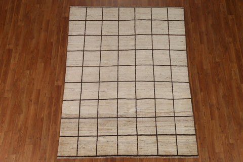 Checkered Gabbeh Kashkoli Wool Area Rug 5x7