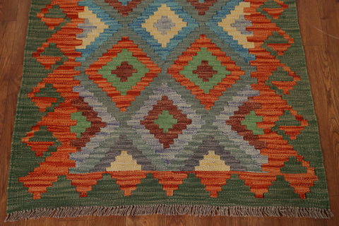 Hand-Woven Wool Kilim Area Rug 3x4
