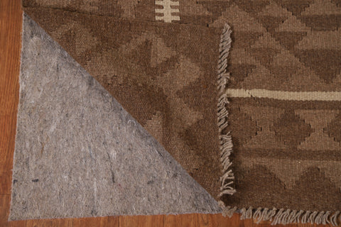 Brown Wool Kilim Tribal Area Rug 7x10