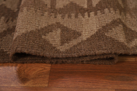 Brown Wool Kilim Tribal Area Rug 7x10
