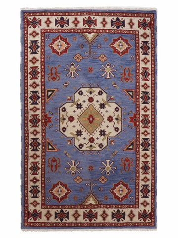 hand knotted afghan rectangle area rugs oriental blue white af0108