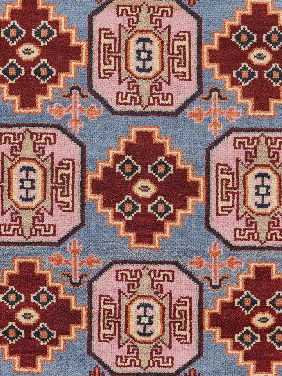 hand knotted afghan rectangle area rugs oriental aqua cream af0117