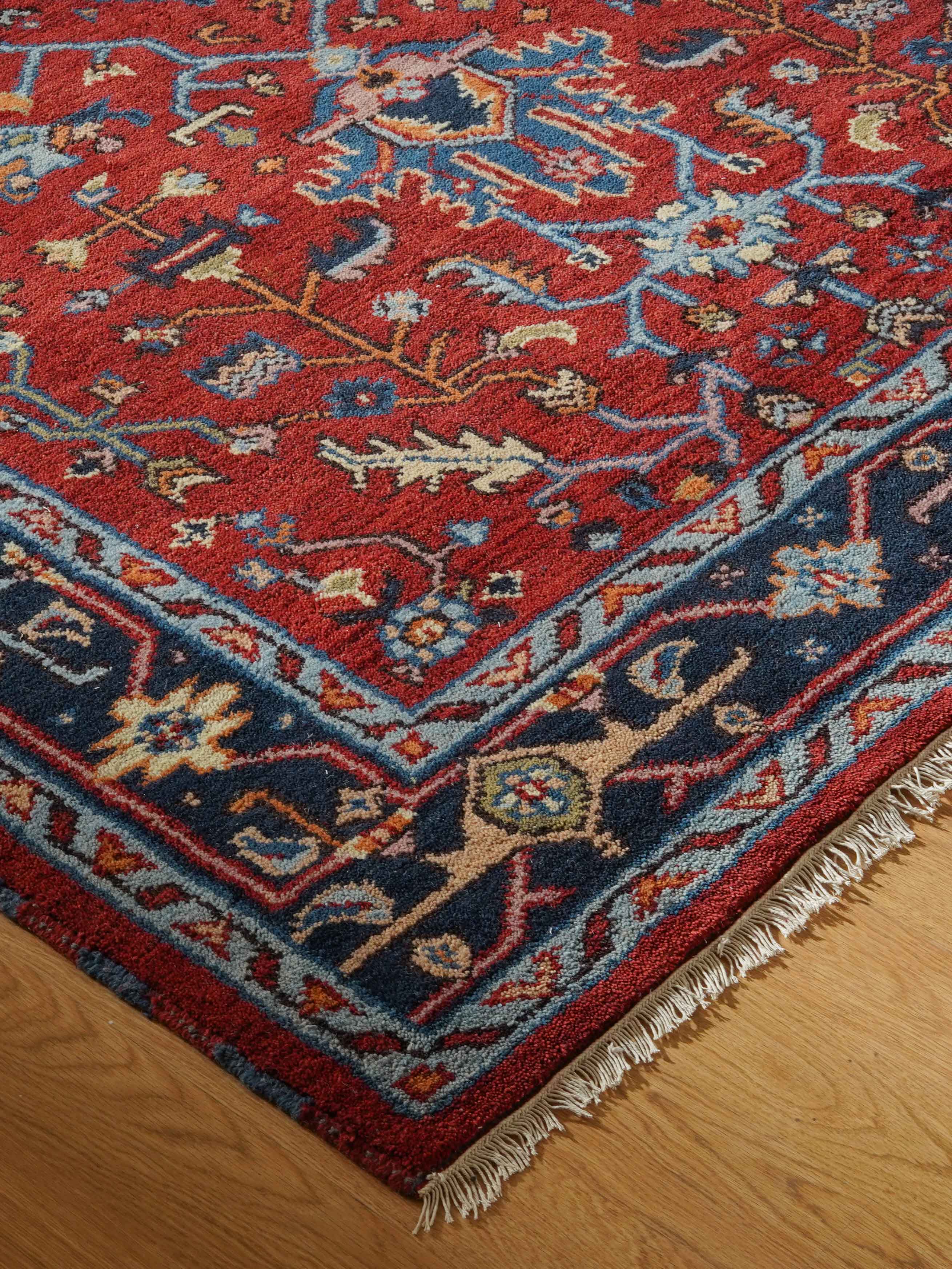 hand knotted afghan rectangle area rugs oriental red blue af0120