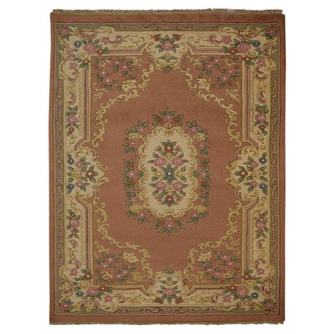 Hand Knotted Aras Wool Rectangle Area Rugs Oriental Rose Cream AR0101