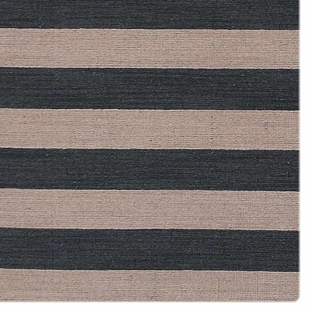 Hand Woven Flat Weave Kilim Wool Rectangle Area Rug Contemporary Cream Gray D00107