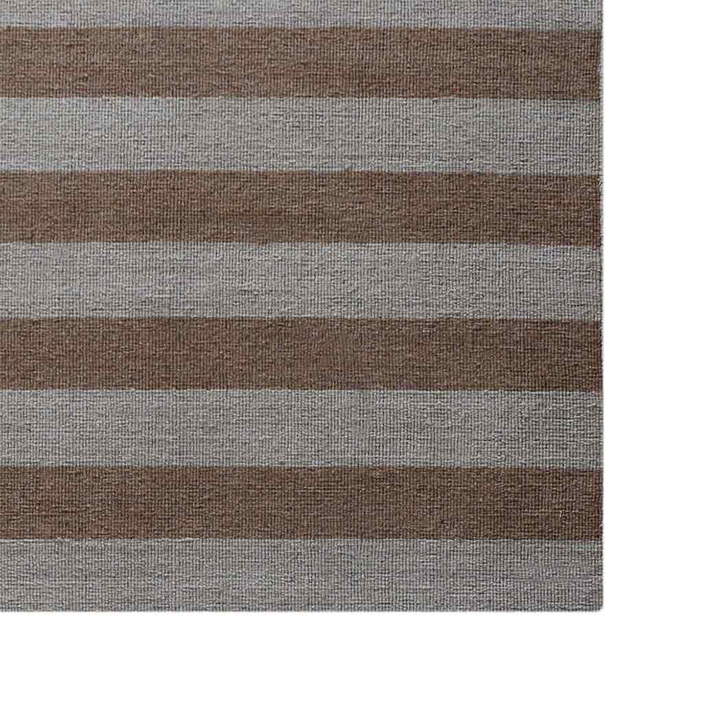 Hand Woven Flat Weave Kilim Wool Rectangle Area Rug Contemporary Cream Light Brown D00107
