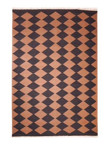 handmade-flat-weave-kilim-wool-area-rug-brown-charcoal-side 1